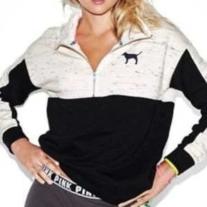 Victoria's Secret Pink Black and Cream Colorblock Sweater
